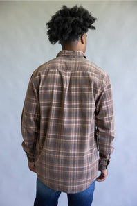 1897 Legends Corduroy Reverse Plaid Flannel Shirt for Men in Brown Tan | F13005-BRNTAN