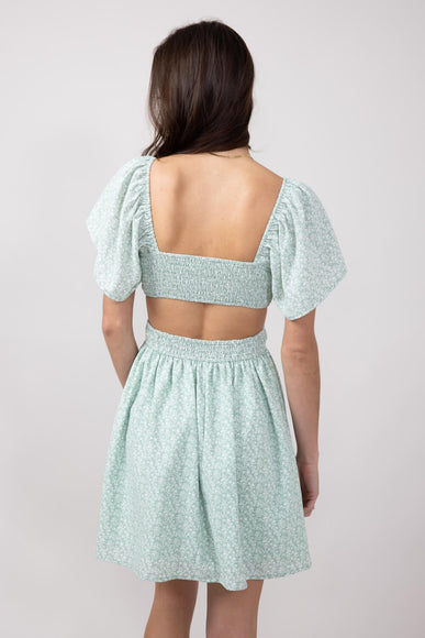 Cutout Short Sleeve Dress for Women in Sage Floral