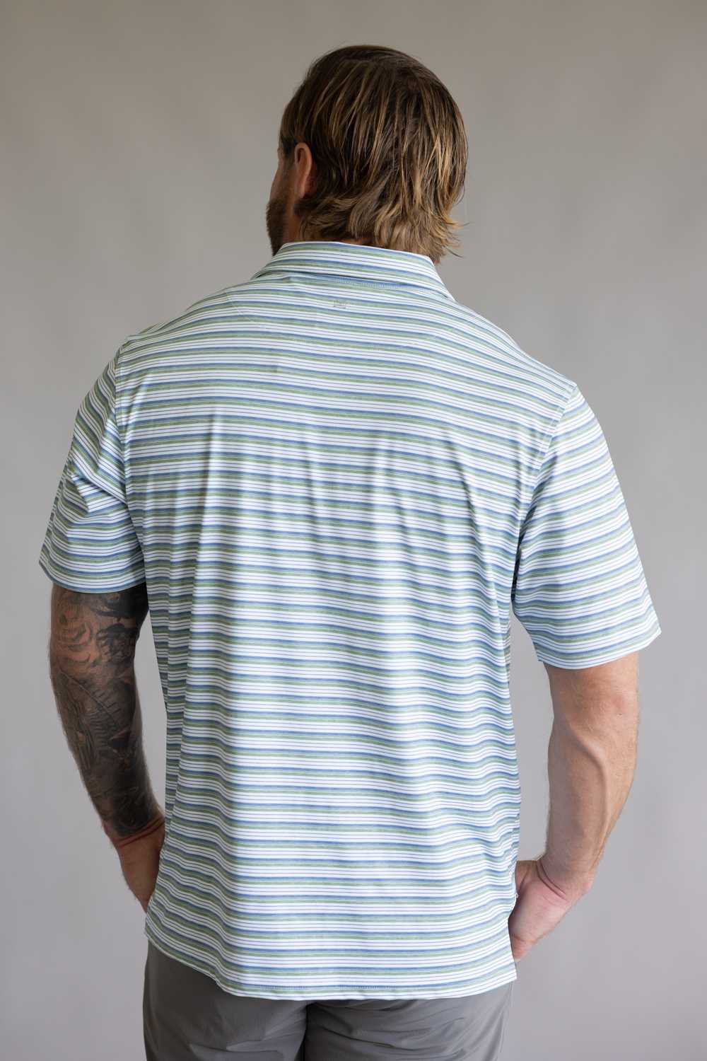 1897 Legends Striped Polo for Men in Green Blue