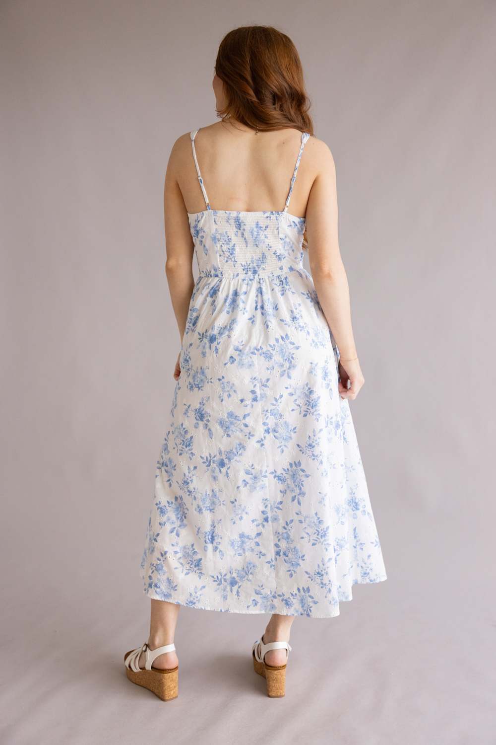 Bow & Floral Maxi Dress for Women in White