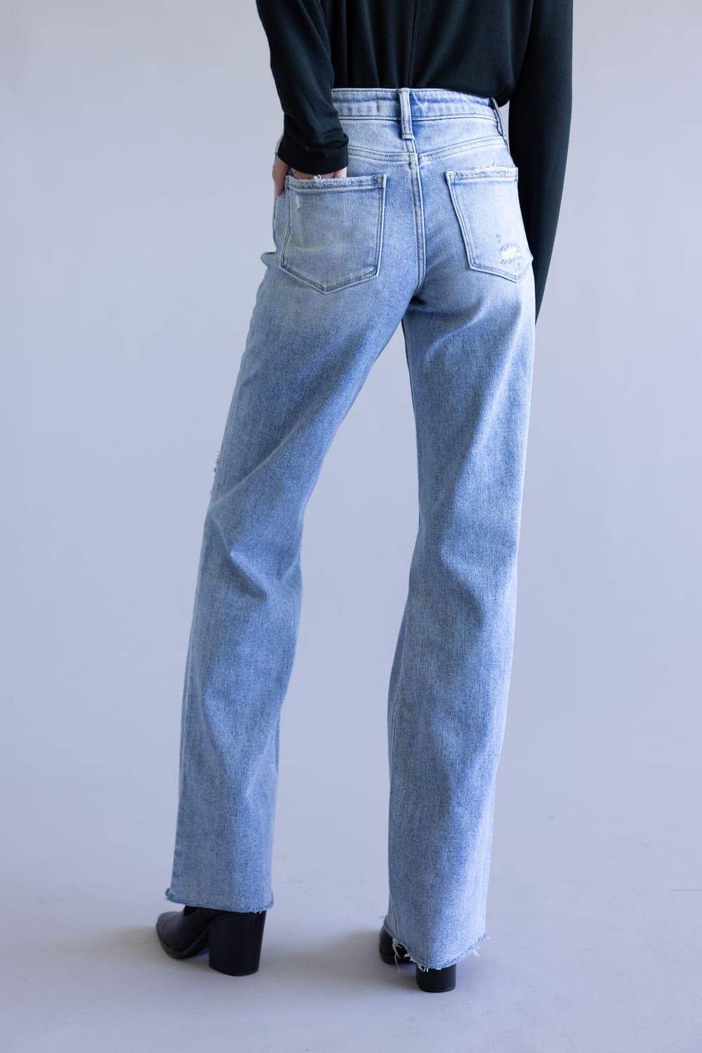 Flying Monkey High-Rise Frayed Wide Leg Jeans for Women