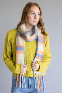 Free People Highland Plaid Skinny Scarf for Women in Ivory Combo