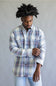 FX Fusion Washed Plaid Flannel Shirt for Men in Ecru/Indigo
