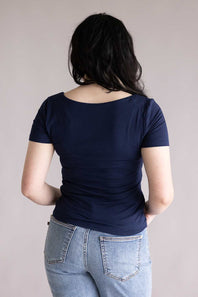 Final Touch Double Layer Knit T-Shirt for Women in Navy