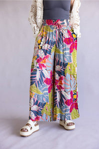 Floral Beach Pants for Women in Pink Multi
