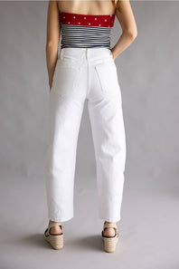 Flying Monkey High Rise Barrel Jeans for Women in White