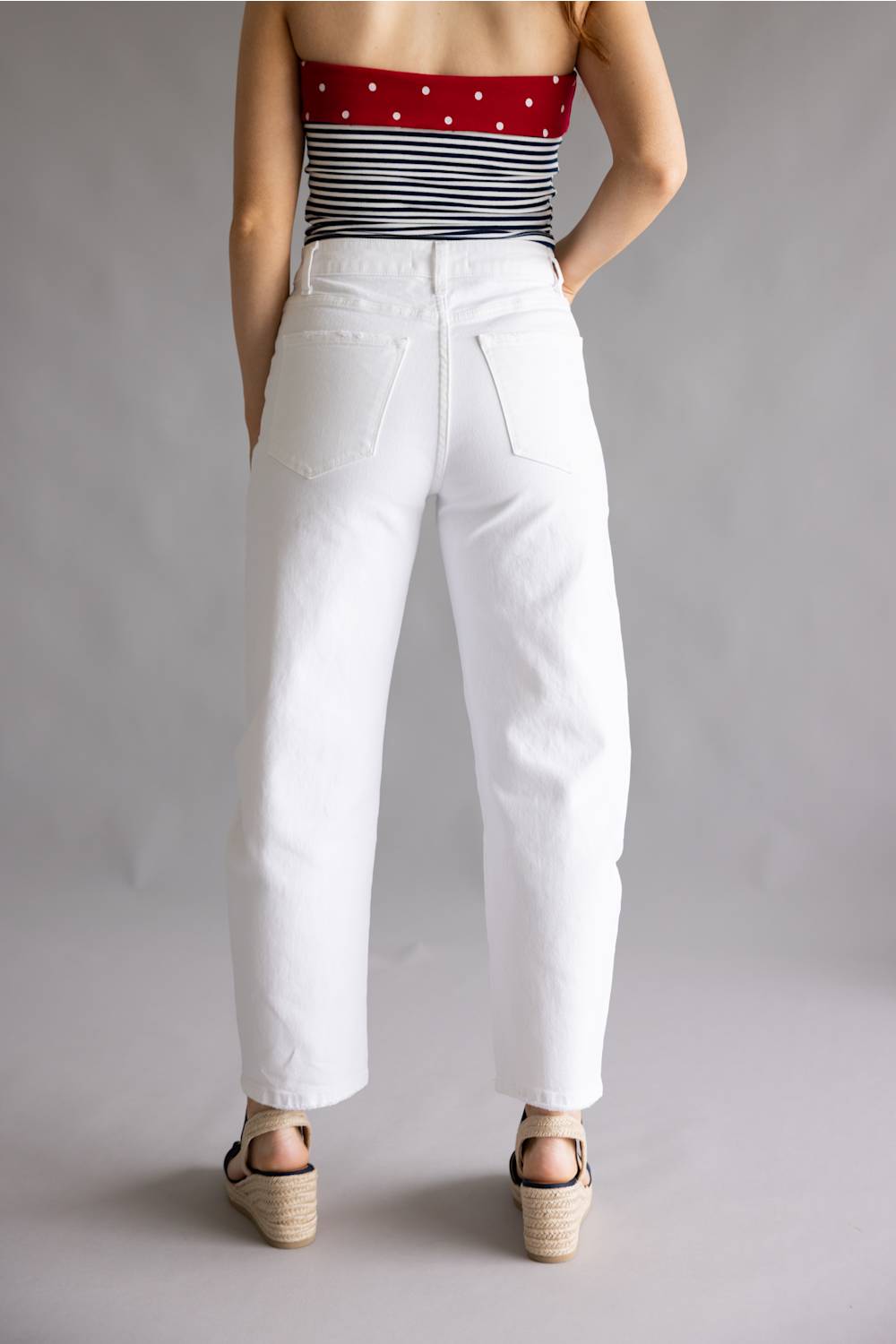 Flying Monkey High Rise Barrel Jeans for Women in White