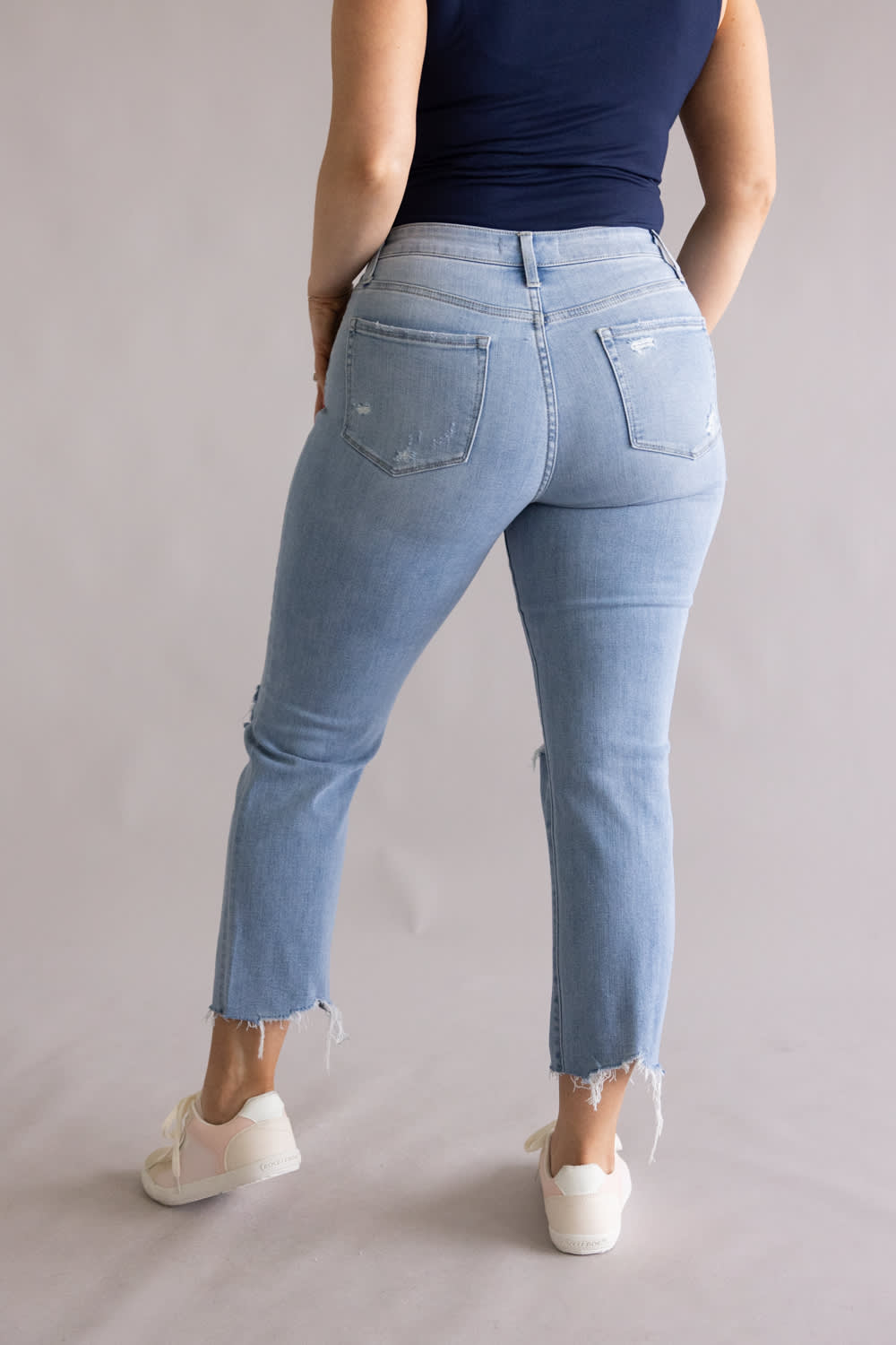 Flying Monkey High Rise Cropped Slim Straight Leg Jeans for Women