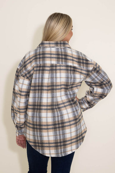 Plaid Shacket for Women in Taupe