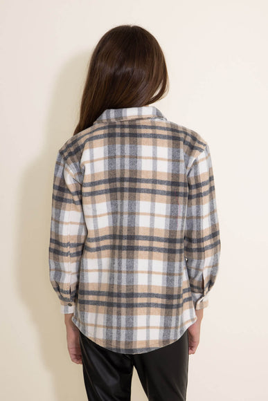 Youth Polar Fleece Shacket for Girls in Taupe