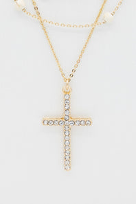 Four Layer Cross Necklace Set in Gold