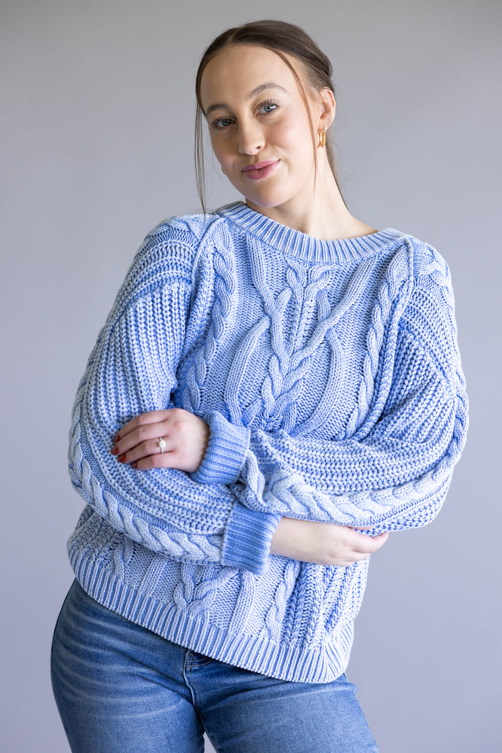 Free People Frankie Cable Sweater for Women in Blue
