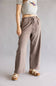 Garment Dyed Washed Tie Waist Pants for Women in Brown