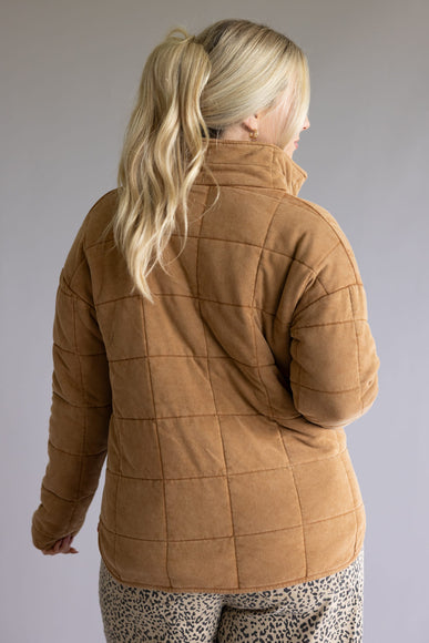 Garment Washed Quilted Jacket for Women in Brown | KDC-JKT-18-BRN