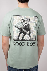 Good Boy Fetch Dog T-Shirt for Men in Sage