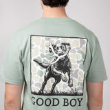 Good Boy Fetch Dog T-Shirt for Men in Sage