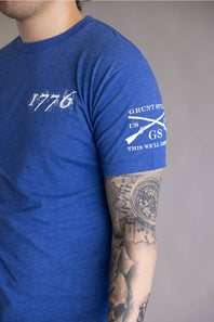 Grunt Style 1776 Flag T-Shirt for Men in Royal Blue