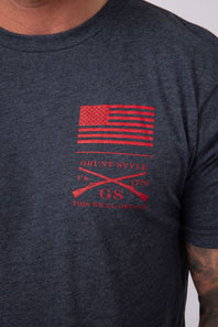Grunt Style Red Blood Blue Collar T-Shirt for Men in Charcoal
