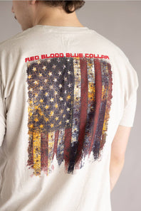 Grunt Style Red Blood Blue Collar T-Shirt for Men in Sand