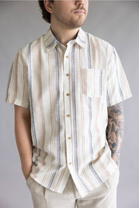 Union Rio Striped Button Down Shirt for Men in Flax