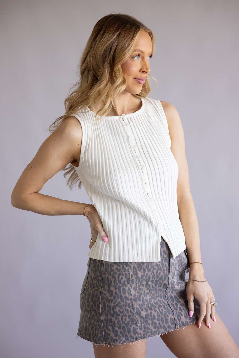 Hidden Cheetah Denim Mini Skirt for Women