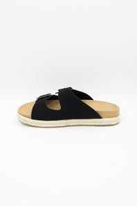 Soda Hertha Two Buckle Platform Sandals in Black