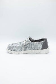 HEYDUDE Womens Wendy Knit Shimmer Shoes in Light Grey