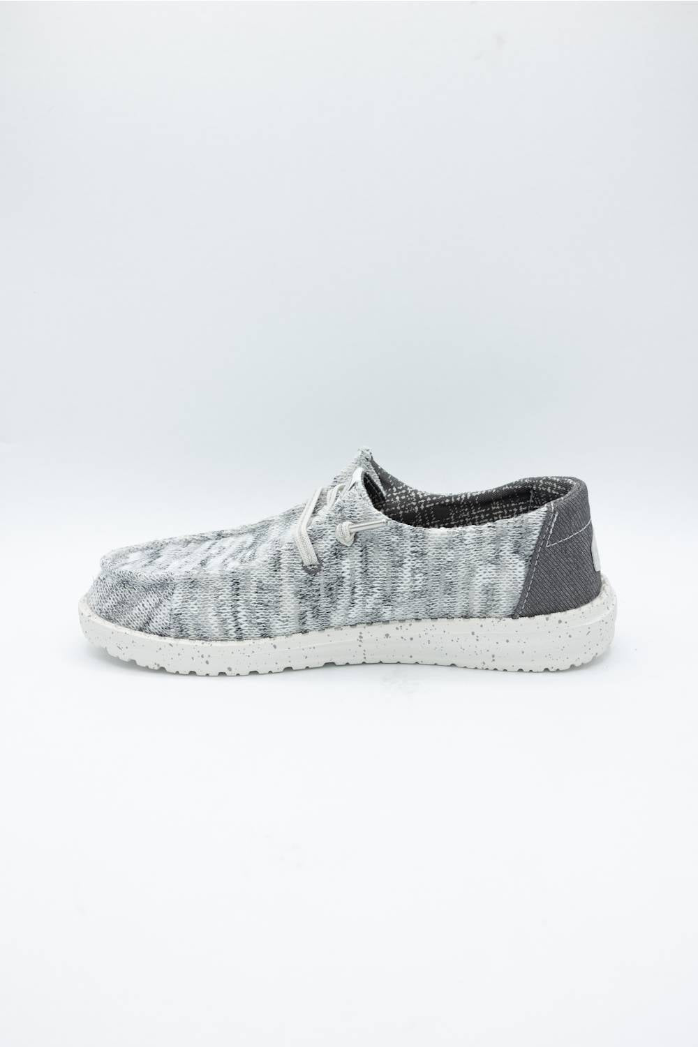 HEYDUDE Womens Wendy Knit Shimmer Shoes in Light Grey