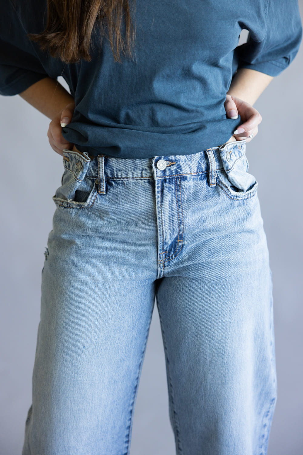 Hidden Mid-Rise Adjustable Baggy Jeans for Women 