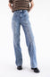 High-rise fit defining the waist with structured center seam detailing and unique pocket styling.