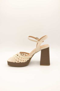 Hudson Platform Block Heels for Women in Beige 