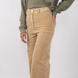 Washed Flare Corduroy Pants for Women in Taupe