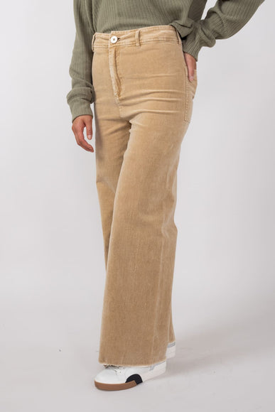 Washed Flare Corduroy Pants for Women in Taupe