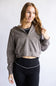 Half Zip Drawstring Fleece Hoodie for Women in Brown