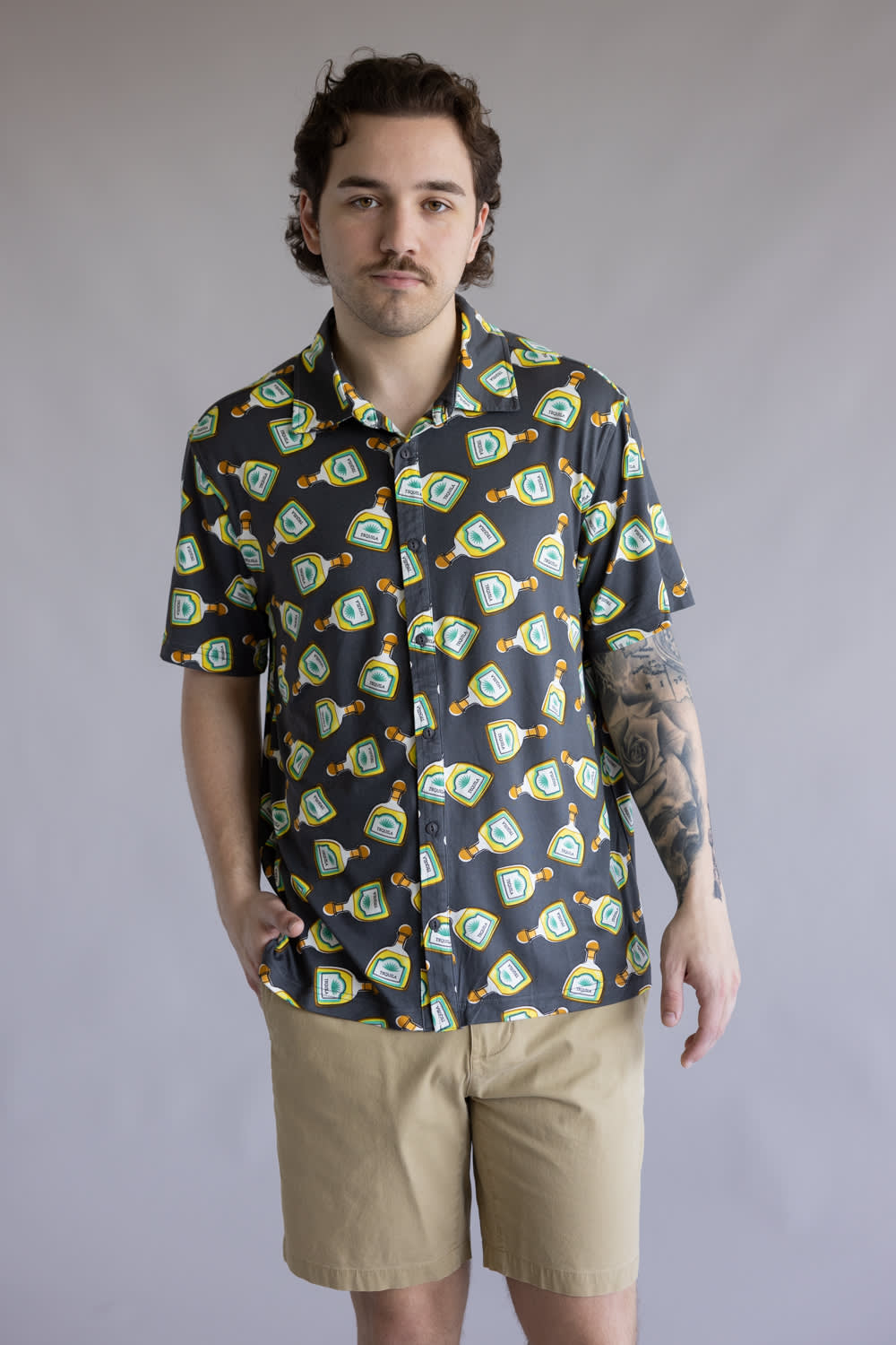 Hallstatt Tequila Button Shirt for Men in Grey