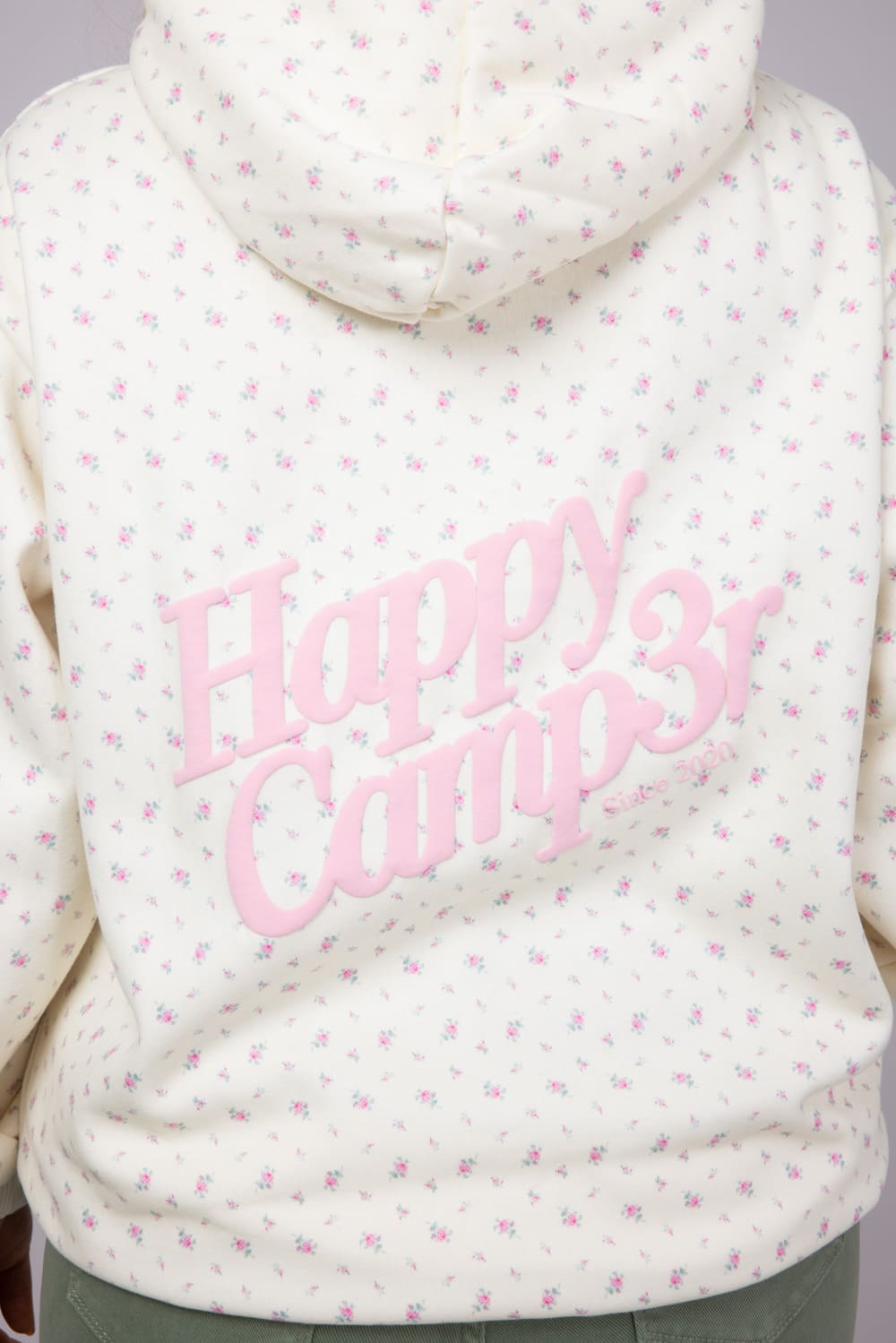 Happy Camp3r Vintage Flower Hoodie for Women in Cream