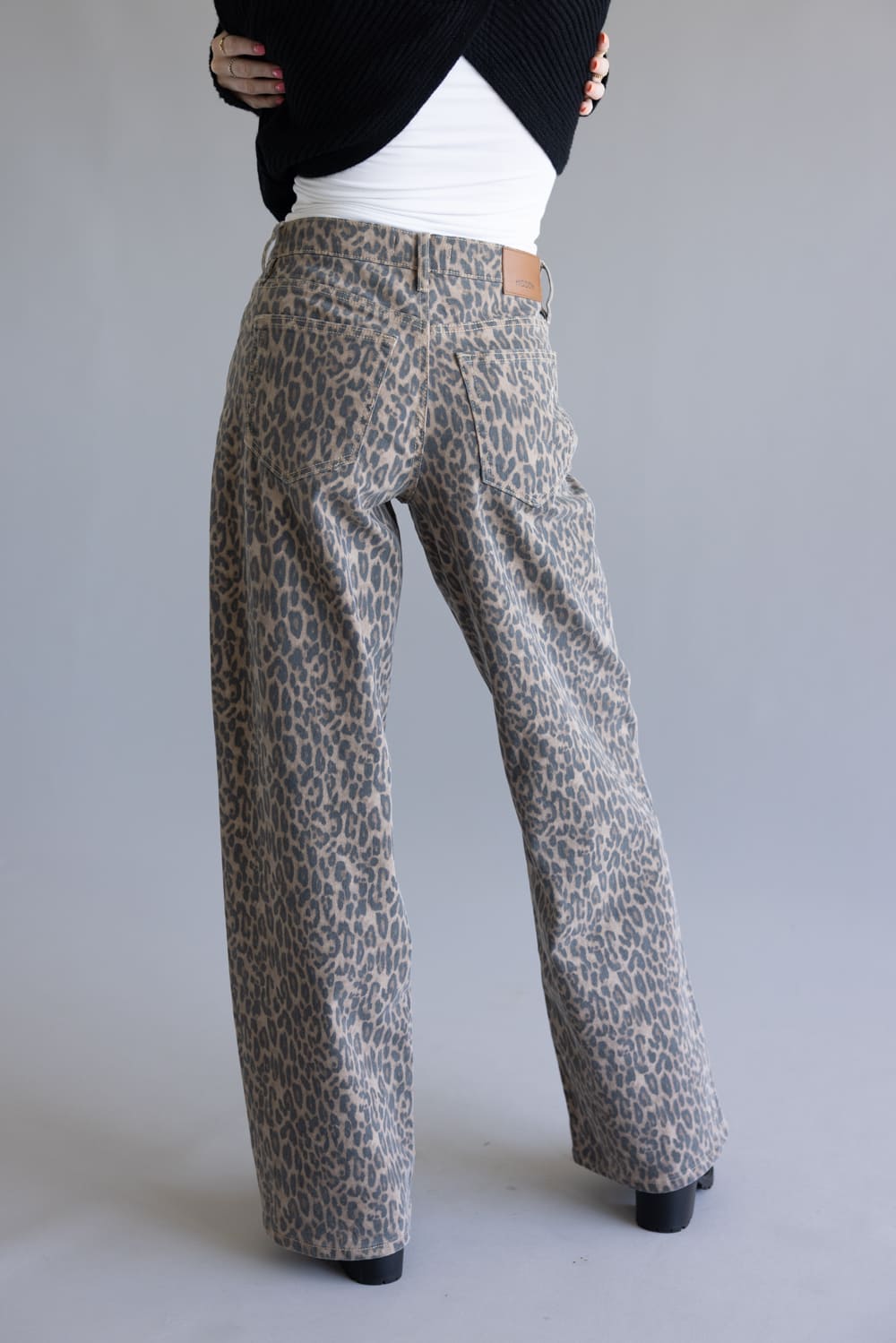 Hidden Alyx High Rise Slung Baggy Jeans for Women in Leopard Brown