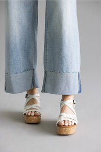 Hidden High Rise Crop Wide Cuffed Jeans for Women