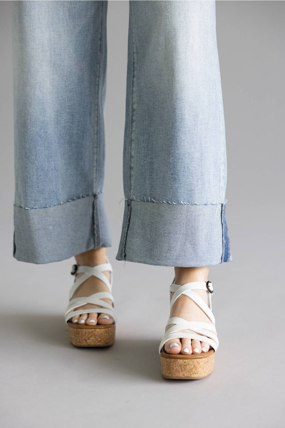 Hidden High Rise Crop Wide Cuffed Jeans for Women
