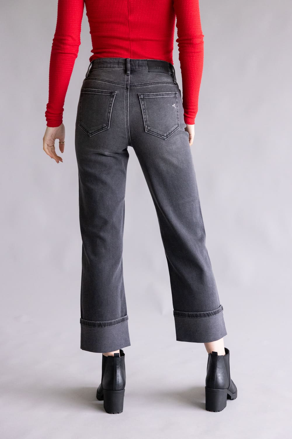 Hidden High Rise Ella Straight Leg Cuffed Jeans for Women