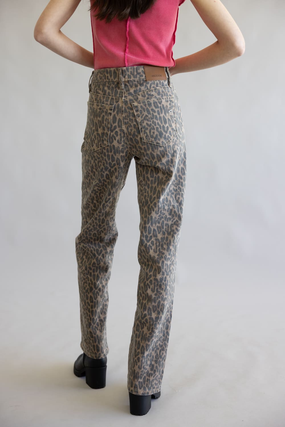 Hidden High-Rise Ella Wide Straight Leg Jeans for Women in Cheetah