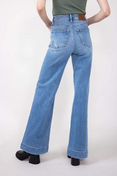 Hidden High-Rise Exposed Stitch Flare Jeans for Women