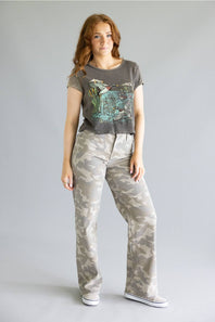 Hidden High Rise Logan Dad Jeans for Women in Tan Camo