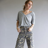 Hidden Nori Camo High Rise Wide Leg Cargo Jeans for Women in Green