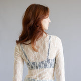 High Neck Lace Sheer Layering Top for Women in Champagne