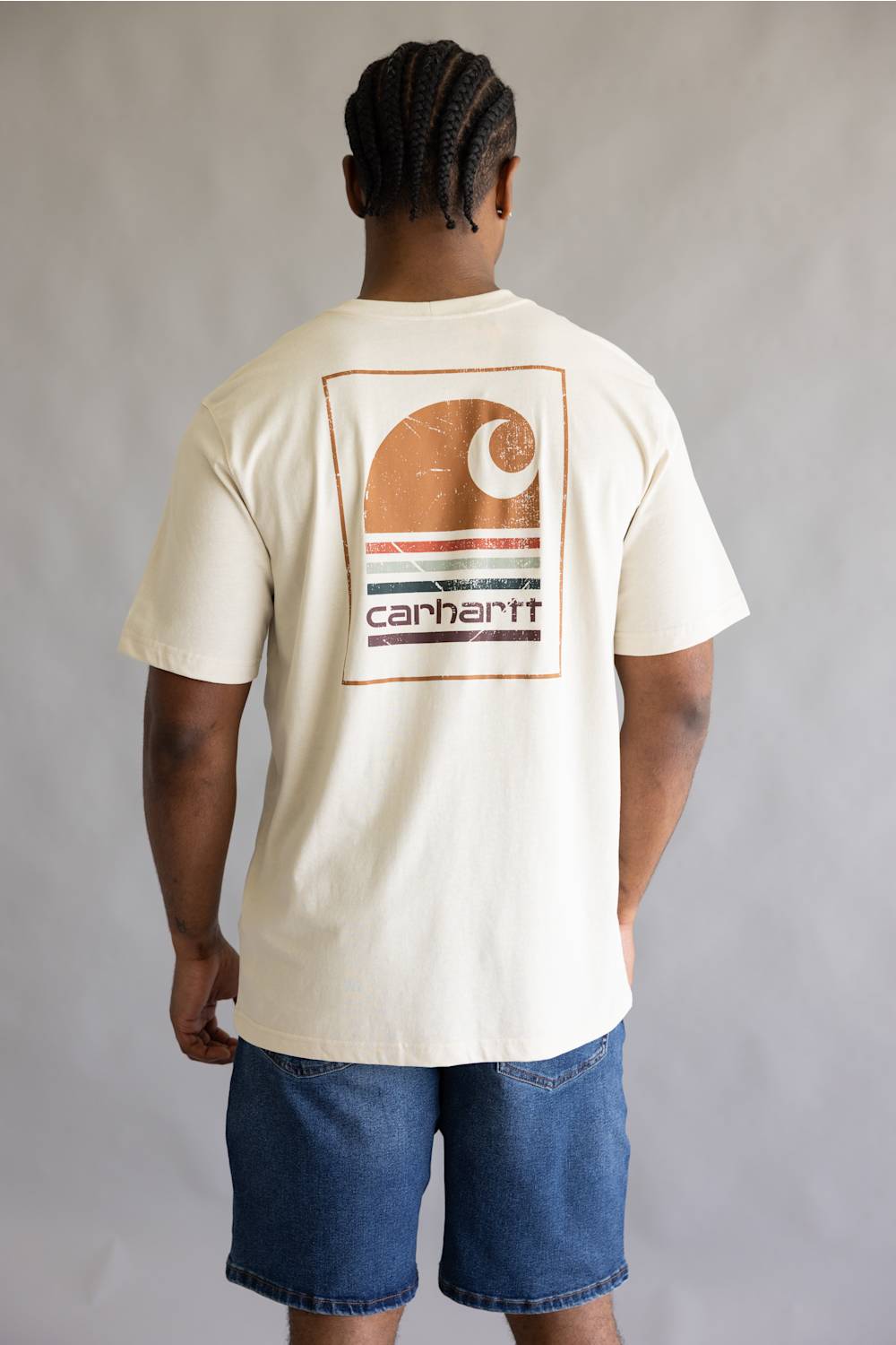 Carhartt Relaxed Faded Stripe T-Shirt for Men in Oatmilk