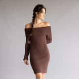 Illa Illa Off The Shoulder Knit Sweater Dress for Women in Brown