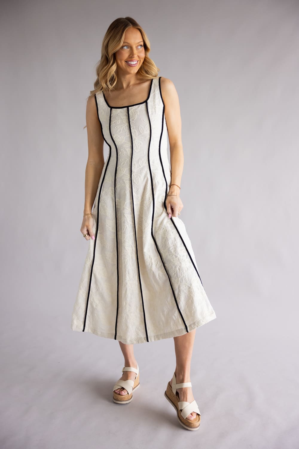 Illa Illa Textured Linen Midi Dress for Women in Natural