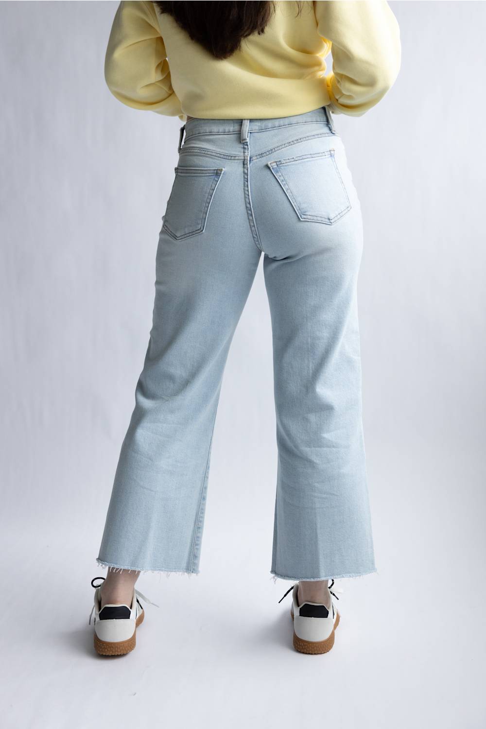 JBD High Rise Crop Slim Wide Leg Jeans for Women