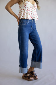 JBD Liv High Rise Cuffed Slim Wide Leg Petite Jeans for Women